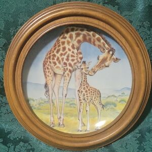 Knowles 'A Kiss for Mother' Plate with Custom Wooden Frame EUC